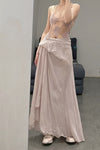 Marc Le Bihan irregular wrinkled silk skirt series 2503 deadwood rose